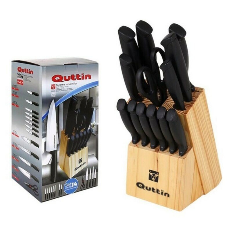 Set of Knives with Wooden Base Quttin...