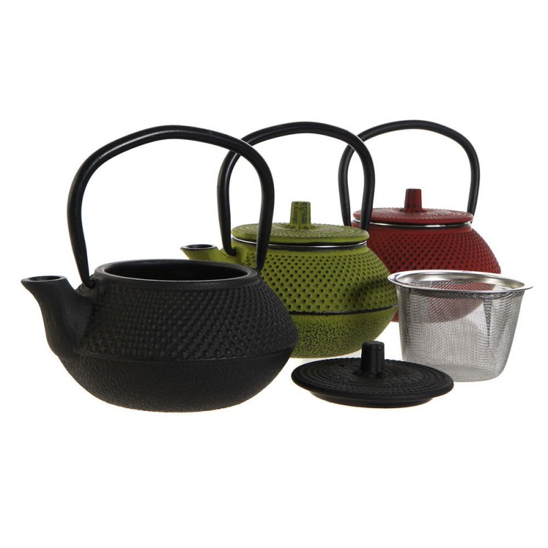 Theepot DKD Home Decor Rood Zwart...