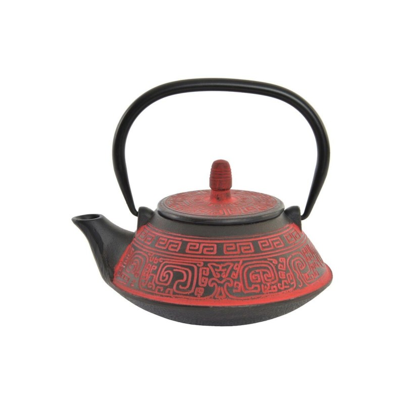 Theepot DKD Home Decor Rood Zwart...