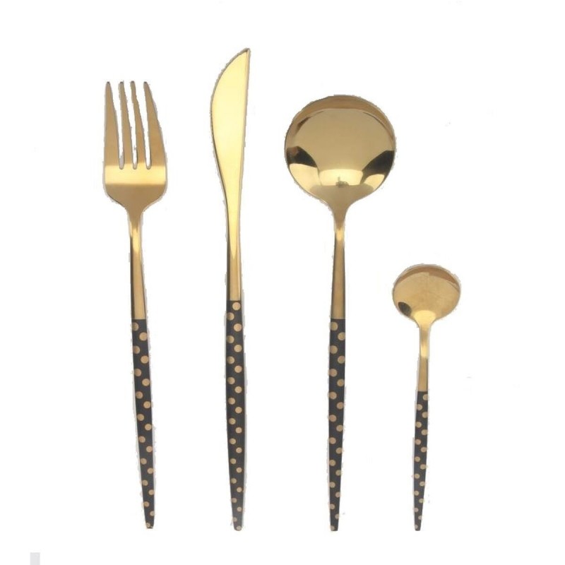 Bestek DKD Home Decor Zwart Gouden...