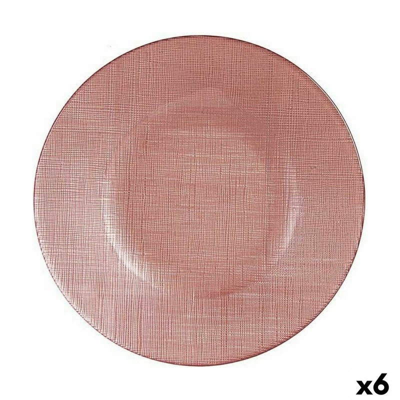 Assiette plate Rose verre 6 Unités...