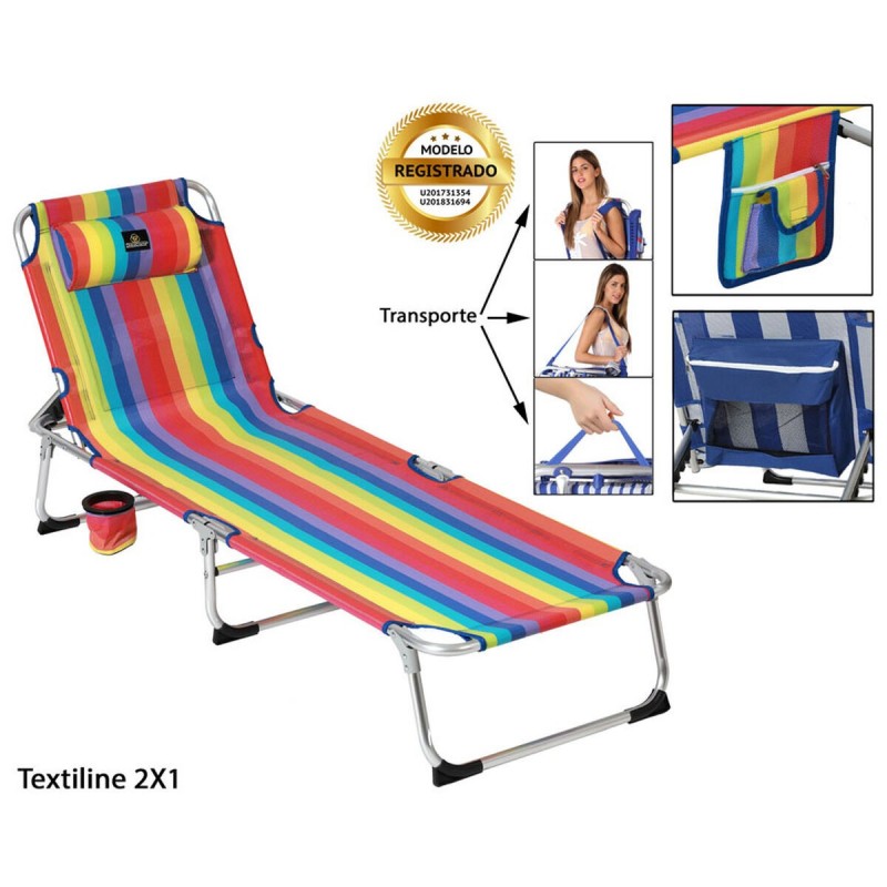 Chaise longue Textiline Multicouleur...