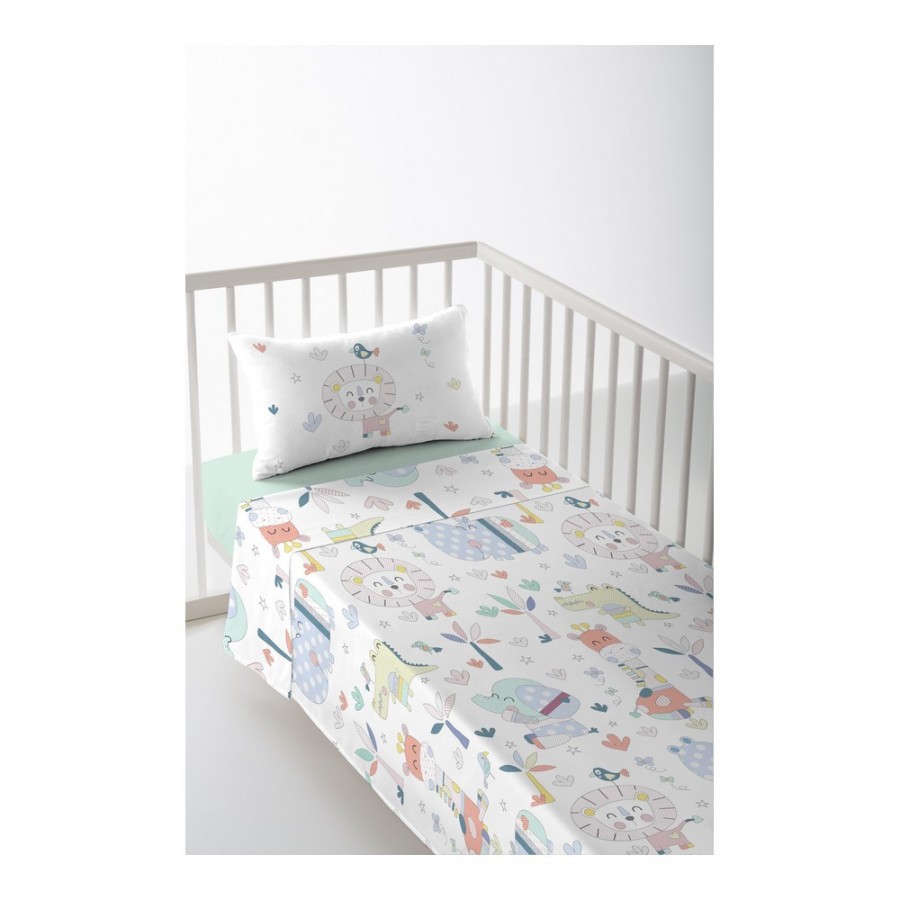 Cot Flat Sheet Cool Kids Jungle (60cm...