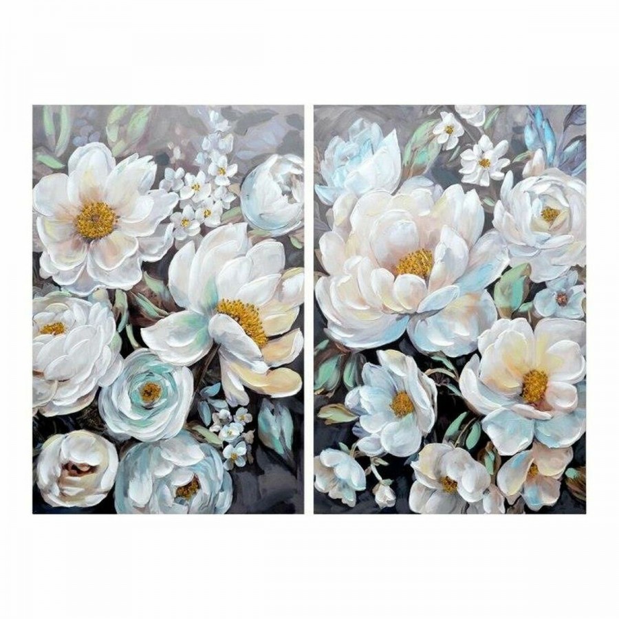 Cadre DKD Home Decor Fleurs (80 x 3 x...