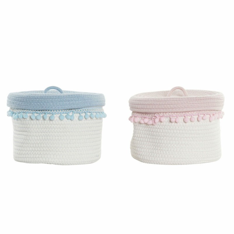 Basket DKD Home Decor Cotton (2 pcs)...