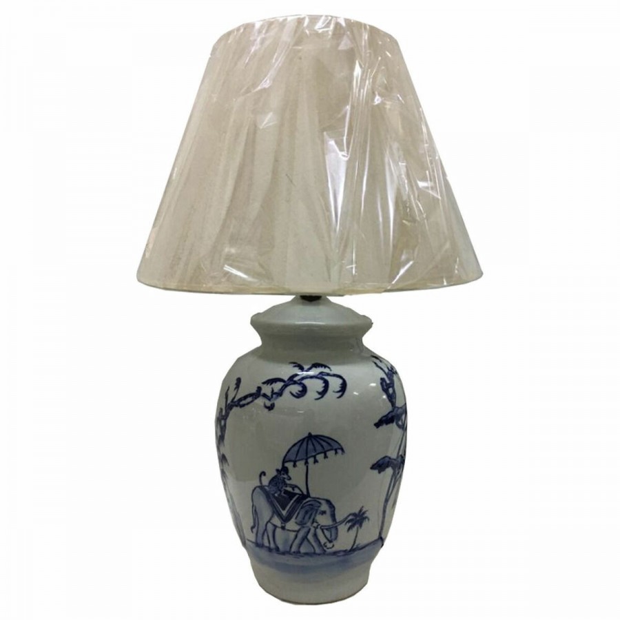 Bureaulamp DKD Home Decor Blauw Wit...