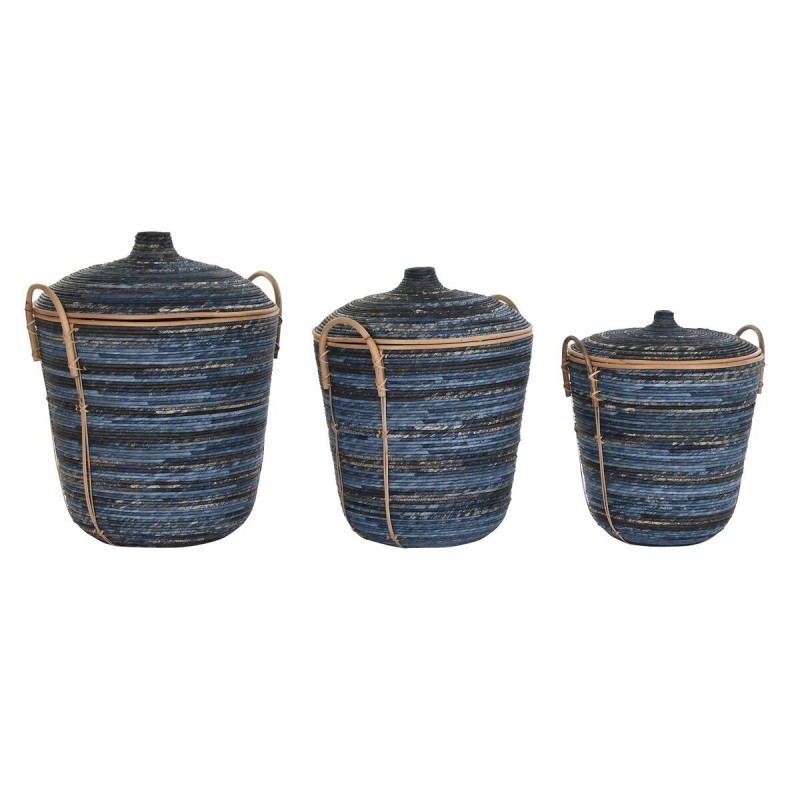 Basket set DKD Home Decor Black Blue...