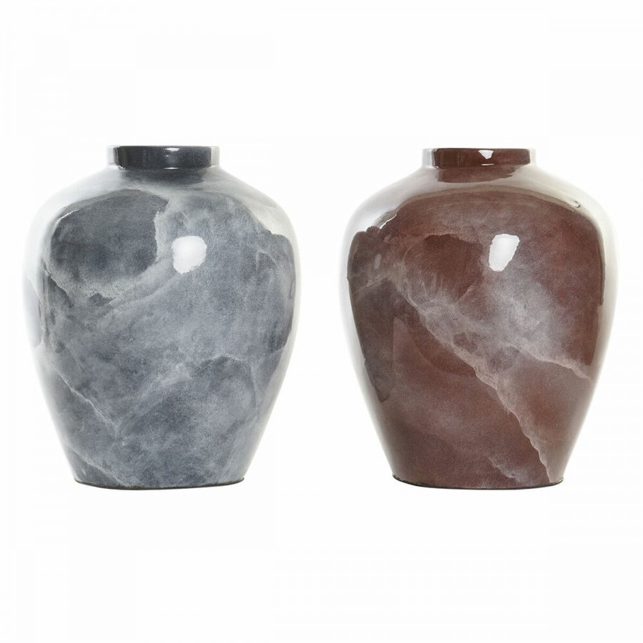 Vase DKD Home Decor Grau Dunkelbraun...