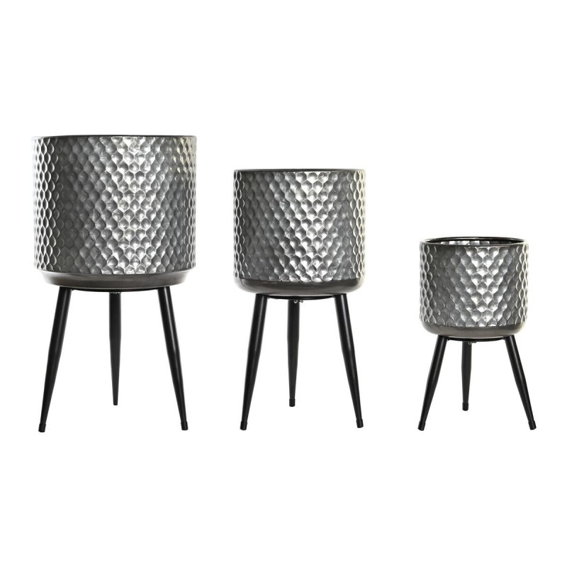 Set of pots DKD Home Decor Black Grey...