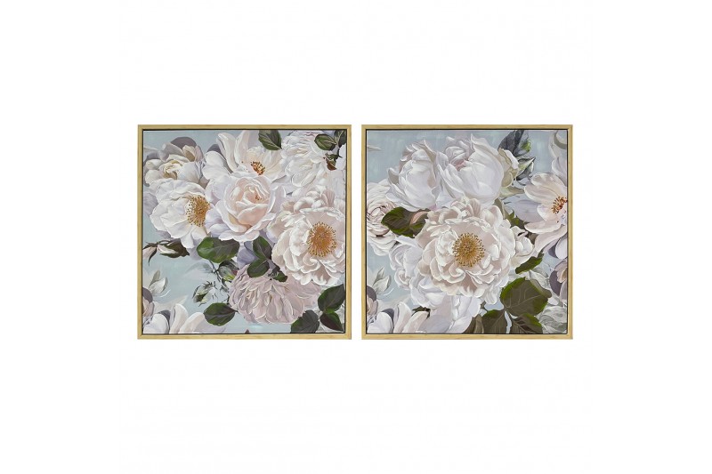 Cadre DKD Home Decor Fleurs (80 x 4 x...