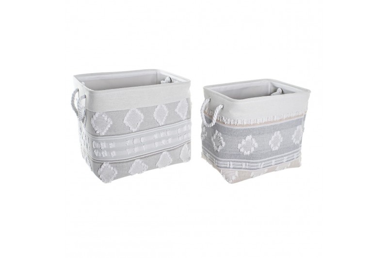 Basket set DKD Home Decor Grey Cotton...