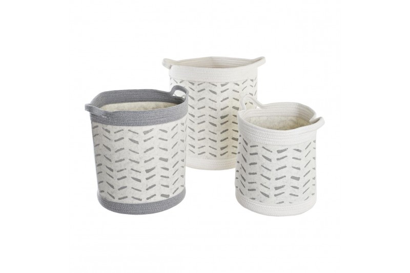 Basket set DKD Home Decor Grey Cotton...