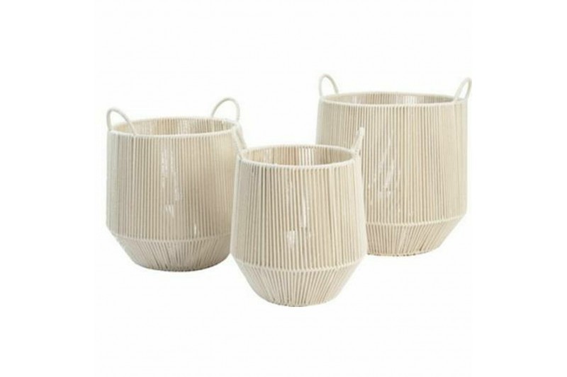 Basket set DKD Home Decor Beige Metal...