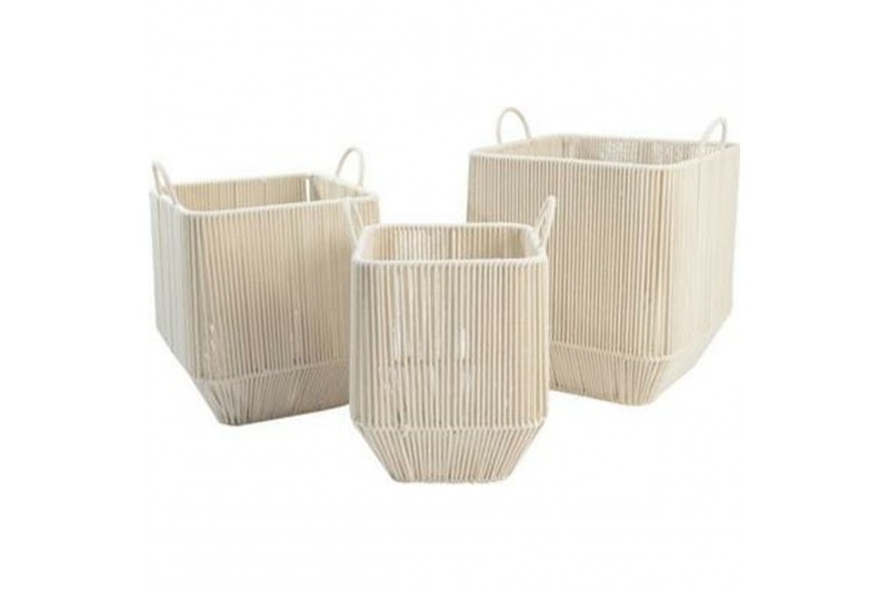 Basket set DKD Home Decor Beige Metal...