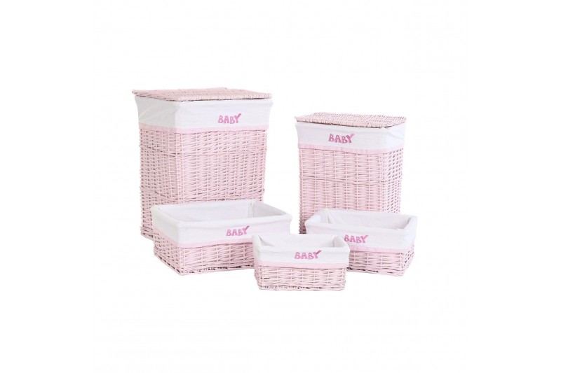 Set of Baskets DKD Home Decor Pink...